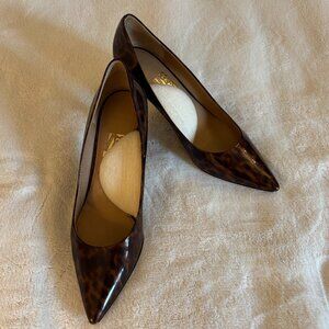 Tortoiseshell Ferragamo Pumps Kitten Heel 10 2A Narrow